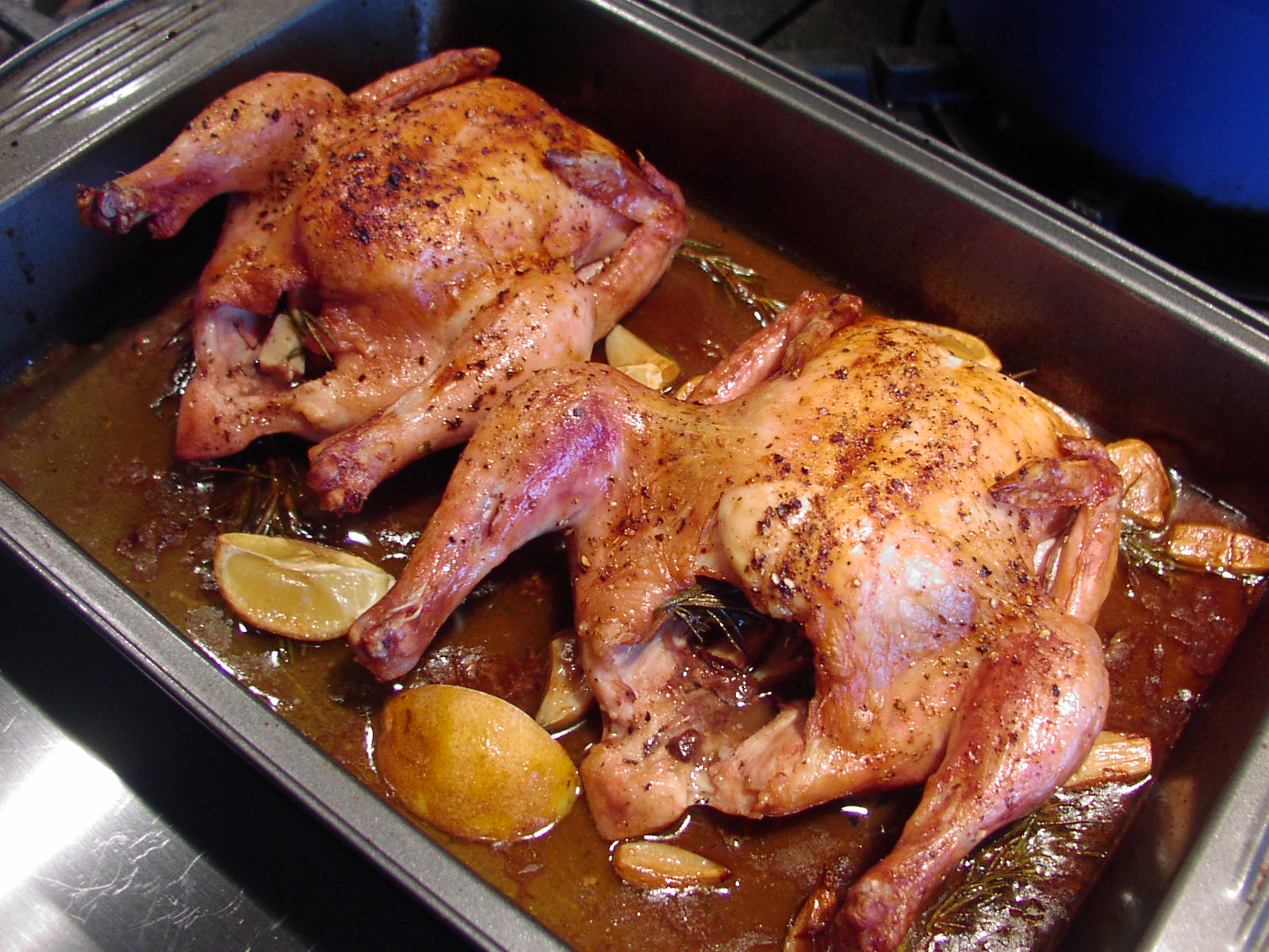 ROSEMARY LEMON AND GARLIC ROASTED CORNISH GAME HENS CHEZ CARR CUISINE